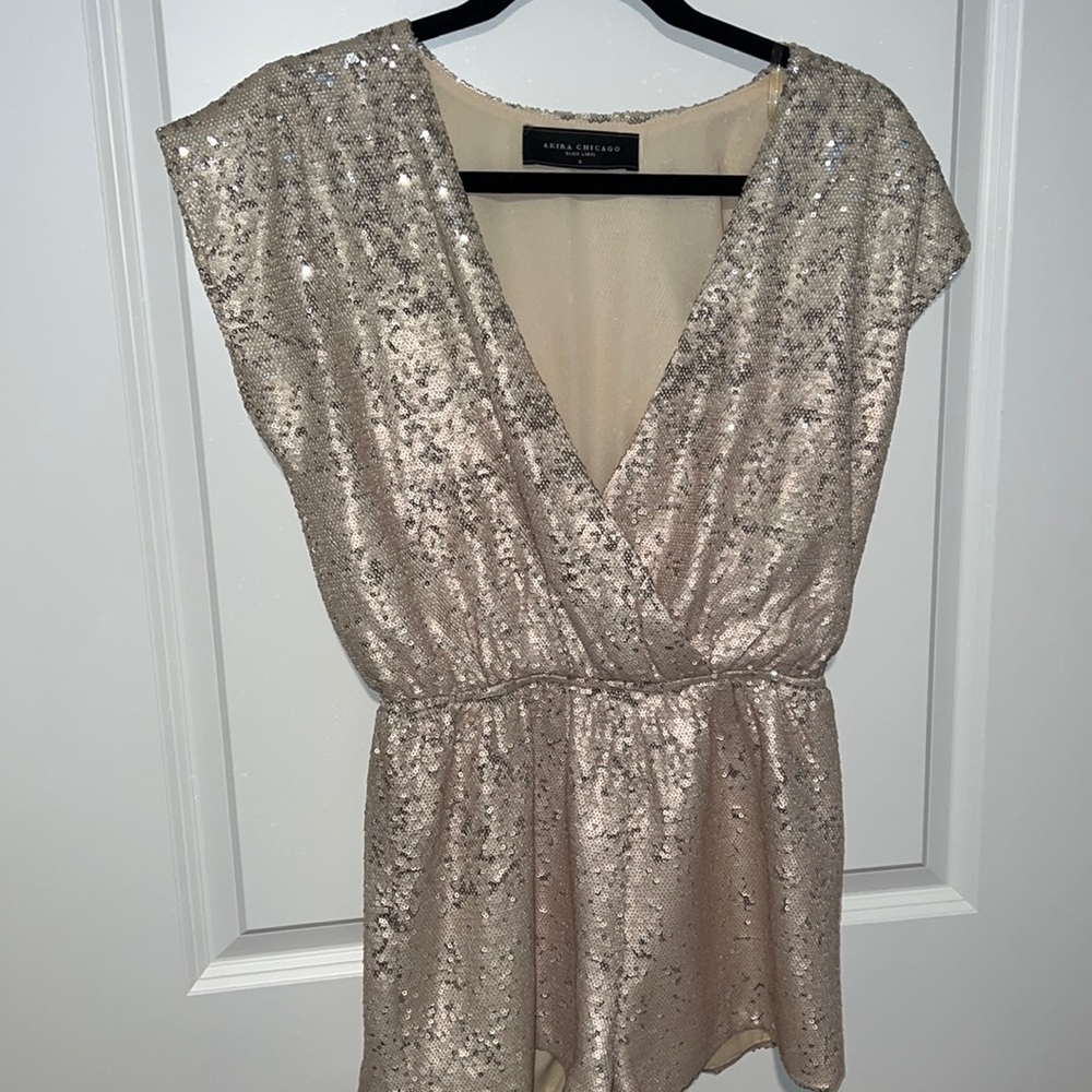 Gold/Champagne Sequins Romper Akira Size Small